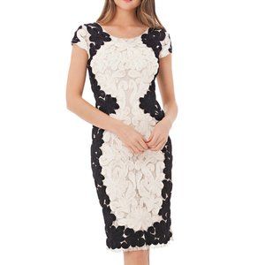 SOUTACHE LACE COCKTAIL DRESS WITH CAP SLEEVES